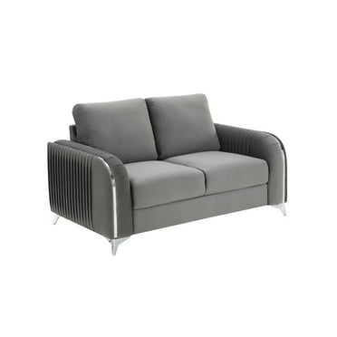 ACME Wenona Contemporary Velvet Upholstered Loveseat in Gray