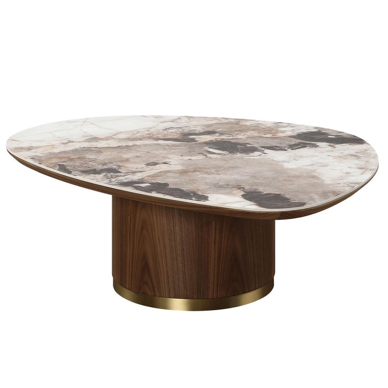 ACME Willene Contemporary Wood Coffee Table with Ceramic Top in