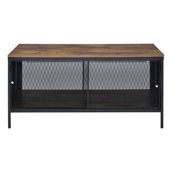 ACME Winam Rectangular Wooden Coffee Table in Antique Oak and Black