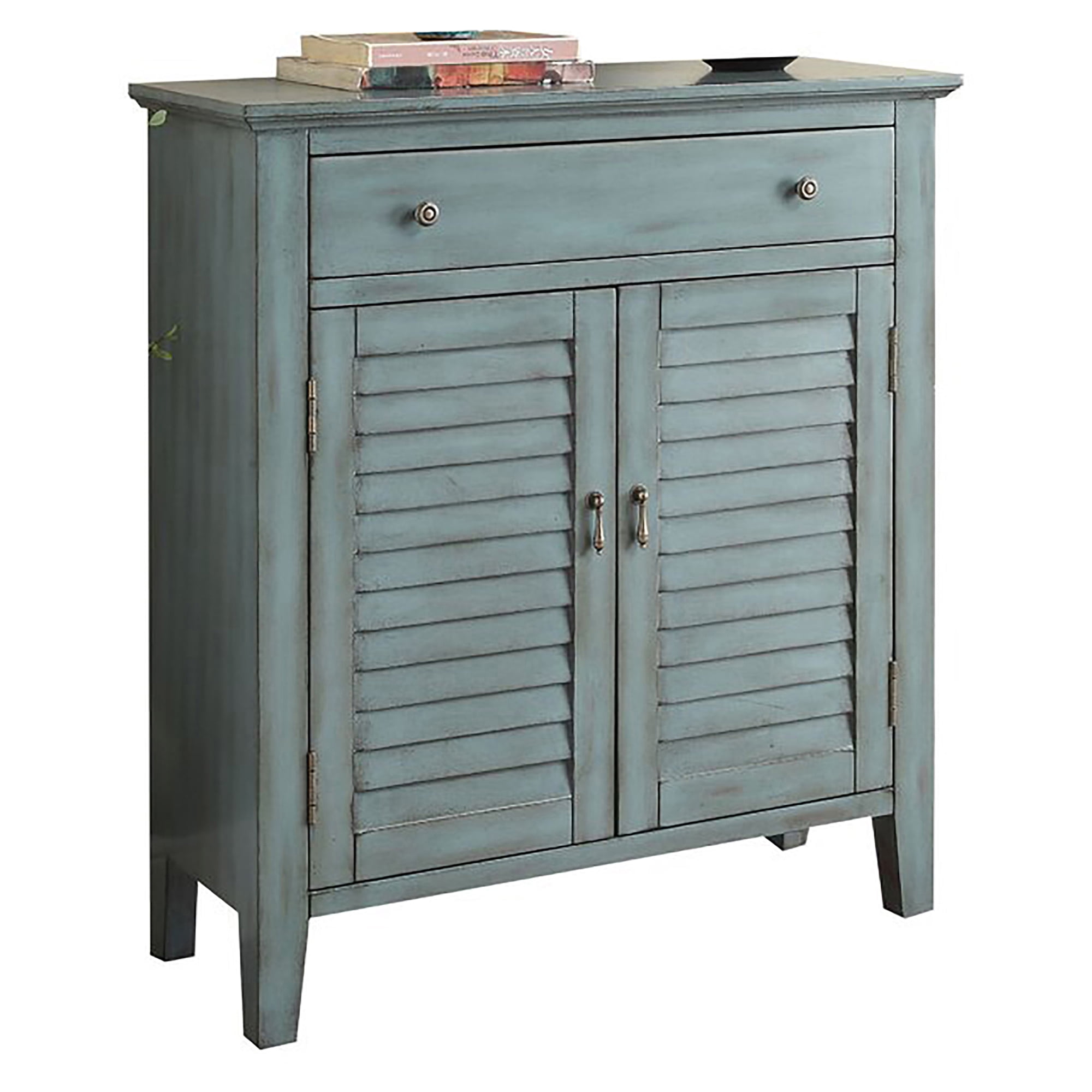 Antique Blue Vintage Console Table with Storage
