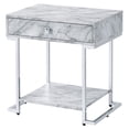 thumbnail image 1 of ACME Wither Rectangular Accent Table in White and Chrome, 1 of 8