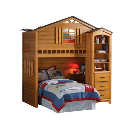 ACME Tree House Twin Loft Bed, Rustic Oak