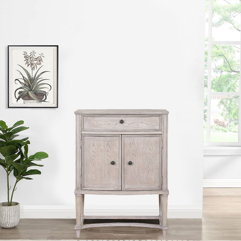 Antique Champagne Oak Wine Cabinet with Tapered Legs