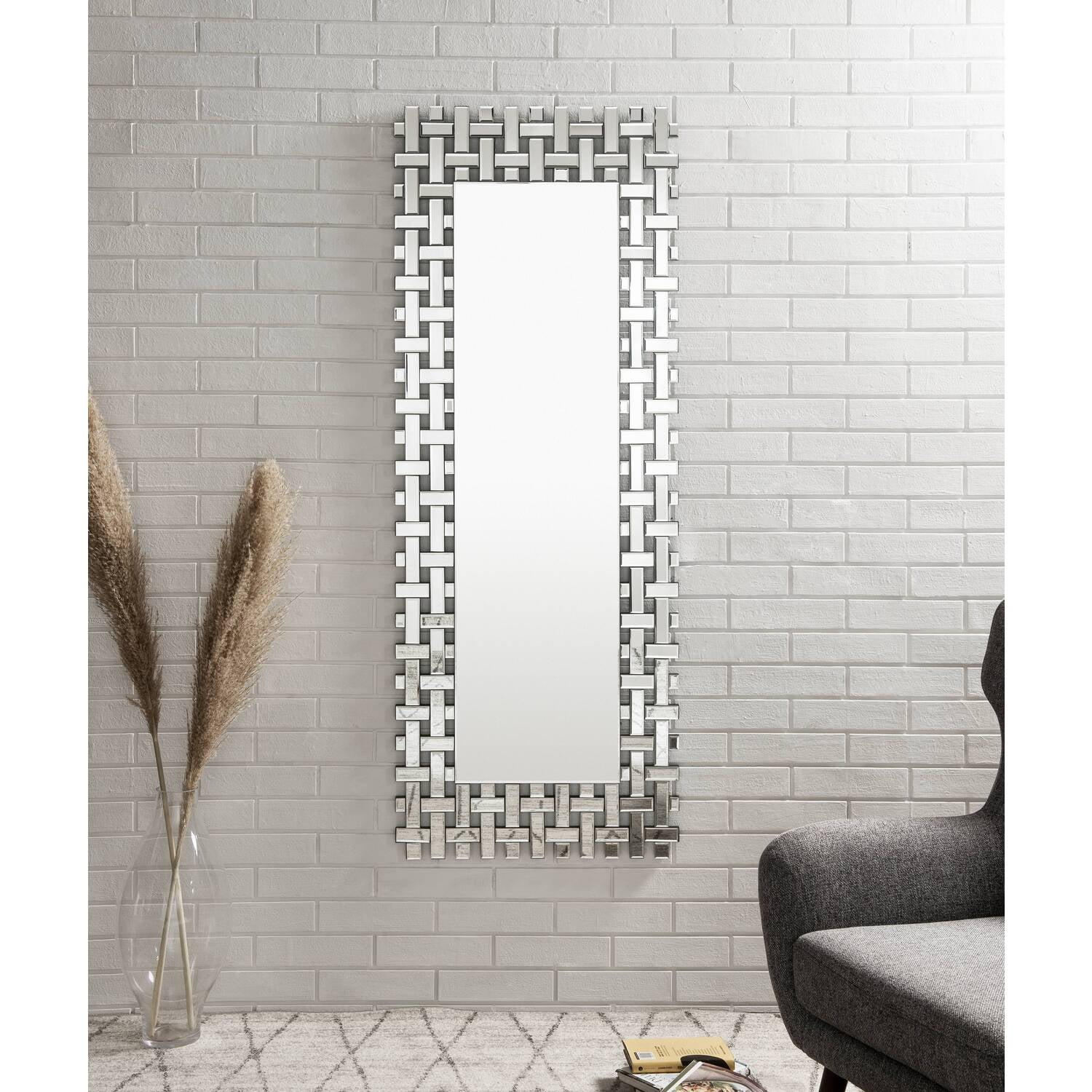 Yanko Rectangular Mirrored Lattice Wall Decor