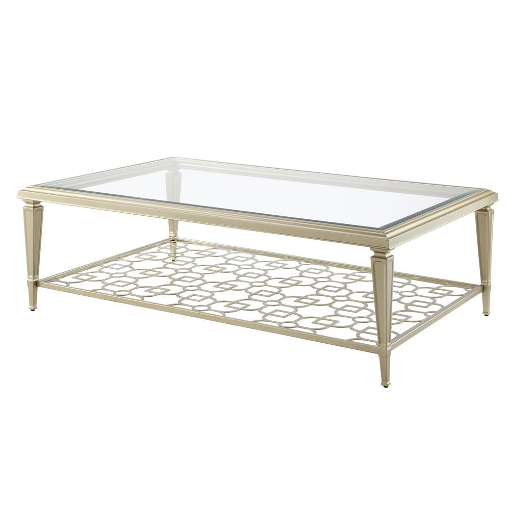 Zaba Silver and Clear Glass Rectangular Coffee Table