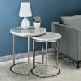 thumbnail image 1 of ACME Zaidee Metal Nesting Table Set with Marble Top in Nickel (Set of 2), 1 of 5