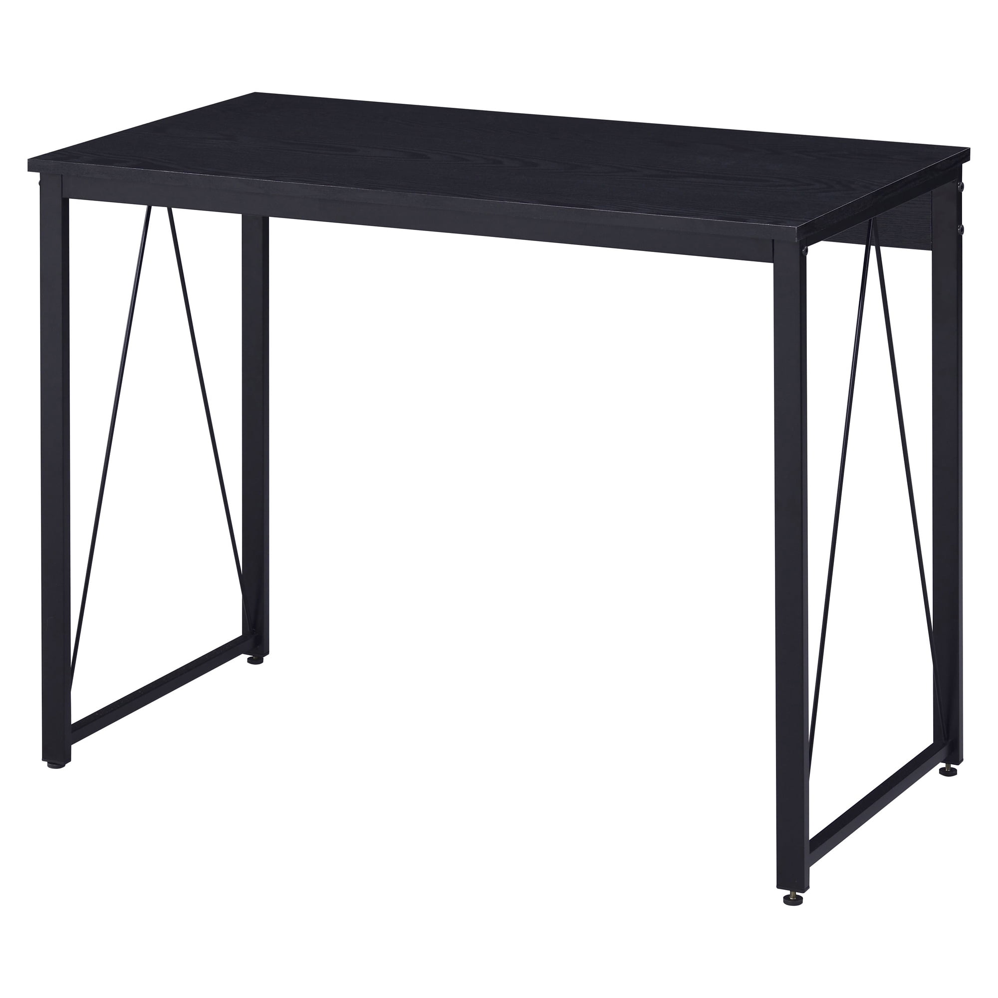 Black Wood and Metal Industrial Writing Desk, 35"