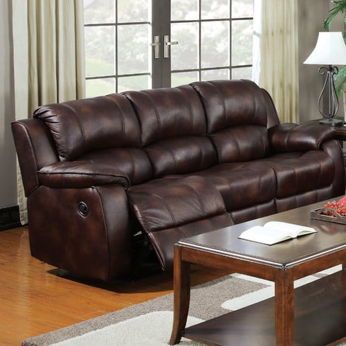 ACME Zanthe Reclining Sofa in Brown Polished Microfiber - Walmart.com