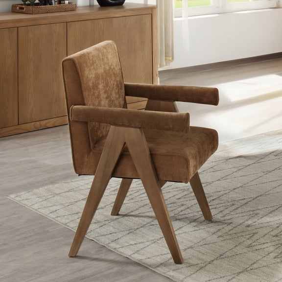 ACME Zoey Arm Chair (Set-2) in Chocolate Chenille & Oak