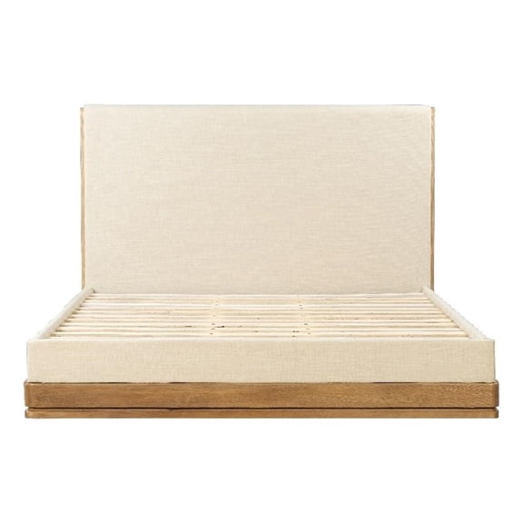 Acme Zoey EK Bed Beige Fabric & Oak