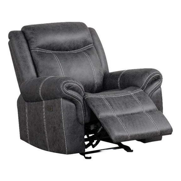 ACME Zubaida Microfiber Upholstered Power Motion Glider Recliner in Dark Gray