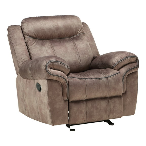 ACME Zubaida Velvet Horizontal Tufted Glider Recliner in 2-Tone Chocolate