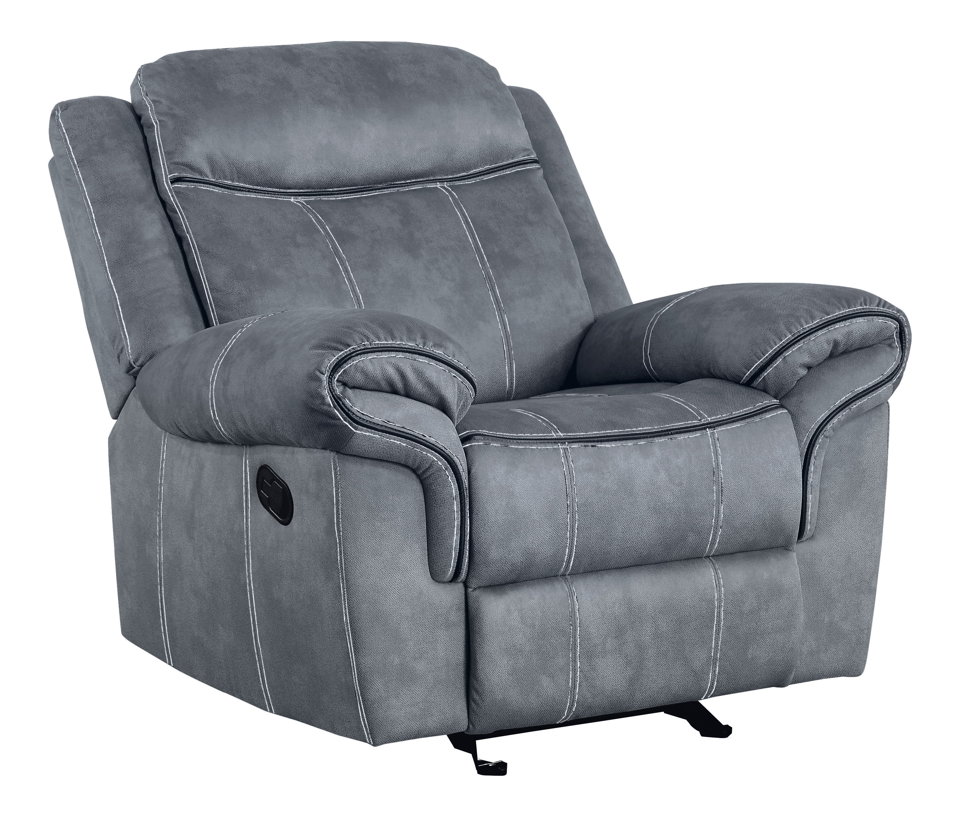 ACME Zubaida Velvet Horizontal Upholstered Glider Recliner in 2 Tone Gray Walmart