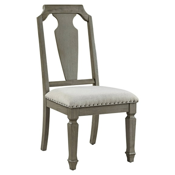 ACME Zumala Side Chair in Beige and Weathered Oak (Set of 2)