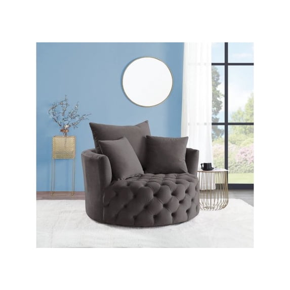 ACME Zunyas Accent Chair with Swivel in Gray Velvet