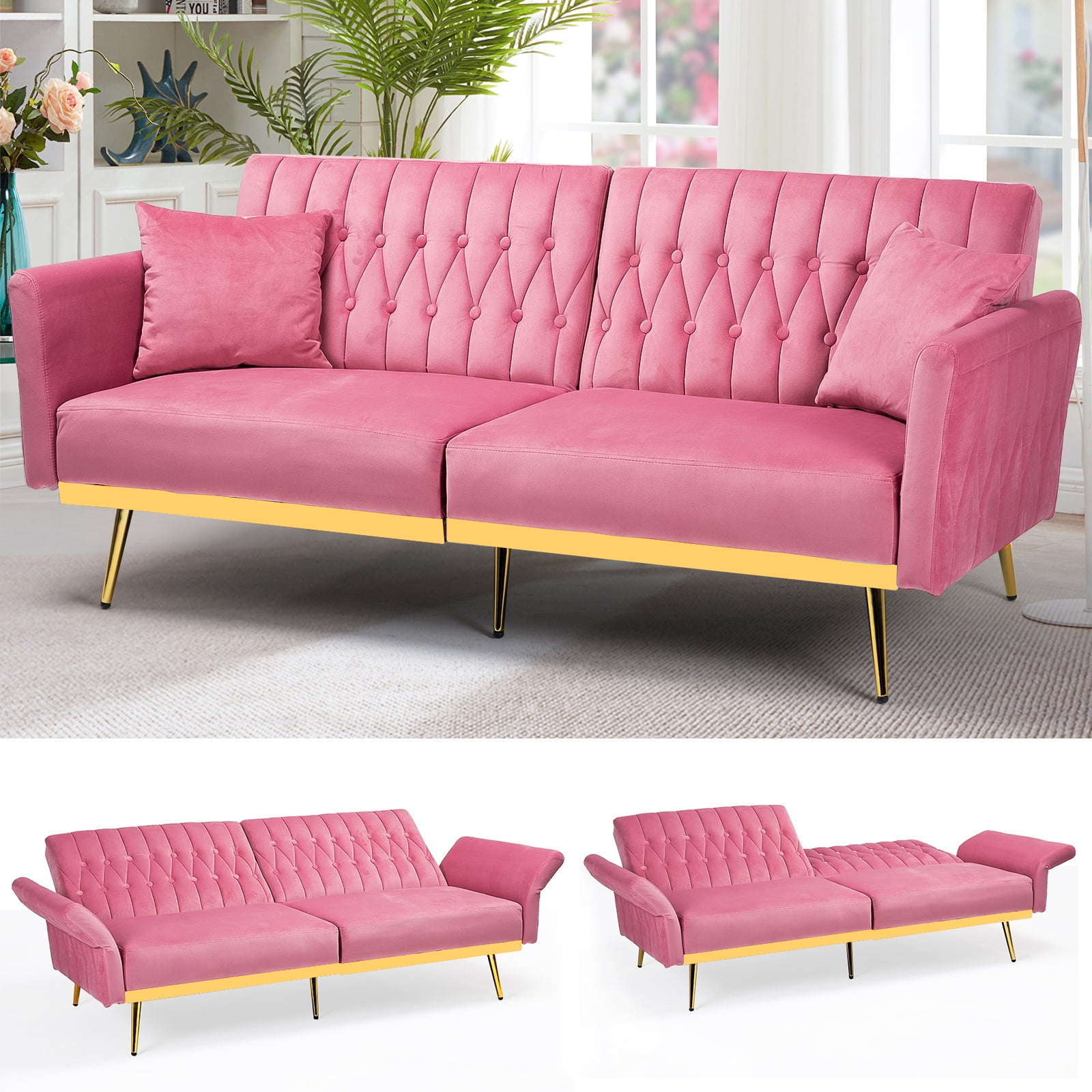 Pink futon couch discount