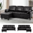 thumbnail image 1 of ACMEASE 76" Sectional Sofa Couch with Reversible Chaise, Suede Leather L Shaped Sofa w/USB Charger Ports & Storage Bag, Convertible Modern Couch w/Storage Space for Living Room, Small Space, Black, 1 of 7