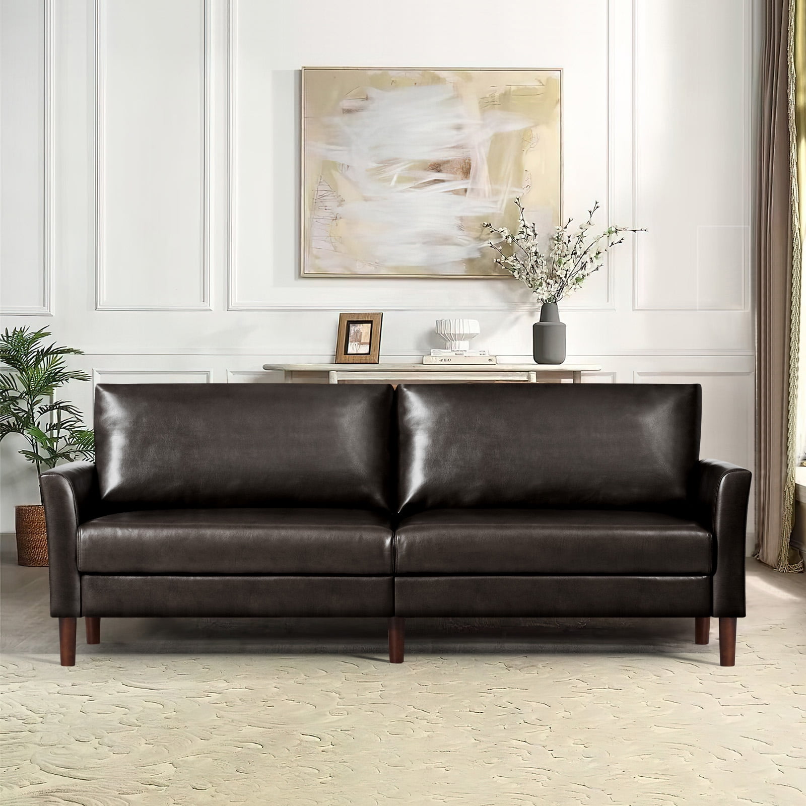 ACMEASE 80" Faux Leather Loveseat Sofa, 2 Seater Sofa Couch with Wooden