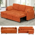 thumbnail image 1 of ACMEASE 84" Chenille Sectional Sleeper Sofa w/Adjustable Backrests, Pull Out Sofa Bed w/USB Charger Port& Reversible Storage Chaise, Convertible L-Shaped Sofa with Cup Holders for Living Room,Orange, 1 of 7