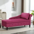 thumbnail image 1 of ACMEASE Upholstered Chaise Lounge with Right Armrest & Lumbar Pillow,Button Tufted Lounge Sofa with Storage,Lounge Chair Indoor,Modern Velvet Lounge Chair for Bedroom, Living Room and Office, Fuchsia, 1 of 7