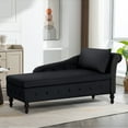 thumbnail image 1 of ACMEASE Upholstered Chaise Lounge with Right Armrest & Lumbar Pillow,Button Tufted Lounge Sofa with Storage,Lounge Chair Indoor,Modern Velvet Lounge Chair for Bedroom, Living Room and Office, Black, 1 of 7