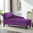 thumbnail image 1 of ACMEASE Upholstered Velvet Chaise Lounge with Left Armrest & Storage Space,Button Tufted Lounge Chair w/Lumbar Pillow,Modern Lounge Chair for Bedroom, Living Room and Office,Purple, 1 of 7