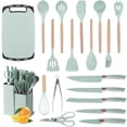 thumbnail image 1 of ACMETOP 19 Pieces Kitchen Utensils Set-11 Silicone Cooking Utensils Set, 6 Stainless Steel Sharp Knife set, 2 Cutting Board and Holder (Light Green), 1 of 10