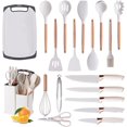 thumbnail image 1 of ACMETOP 19 Pieces Kitchen Utensils Set for Cooking-11 Silicone Cooking Utensils,6 Knife set with Block,2 Utensil Sets,Utensilios de cocina(Beige), 1 of 10