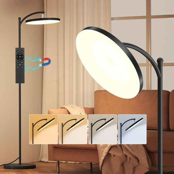 ACMETOP LED Floor Lamp, 32W/3000LM Super Bright Arc Floor Lamp, 3000K-6000K Stepless Dimming, 270°Rotating Head Reading Floor Lamp for Living Room, Bedroom, Office
