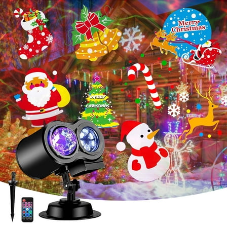 ACMETOP Christmas Projector Lights Outdoor, Dynamic Holiday Projectors with 16 HD Slides, 10 3D Ocean Wave, Waterproof Christmas Decorations Light for Party Garden Yard Decor