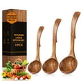 thumbnail image 1 of ACMETOP Wooden Ladle Spoon Set – 3 Sizes Teak Wood Soup Spoons with Back Hooks for Cooking & Serving – Heat Resistant, Non-Stick, Comfortable Grip, 1 of 9