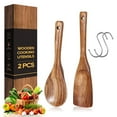 thumbnail image 1 of ACMETOP Wooden Cooking Utensils Set – 2 Pcs Teak Wood Spoons for Nonstick Cookware, Including Rice Scooper & Soup Ladle – Heat Resistant & BPA-Free, 1 of 9