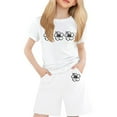 thumbnail image 1 of WhouRiu Big Girls Outfit Set Printed Short Sleeve T-Shirt Solid Shorts Kids Summer Sports Outfits,2-Piece White,Sizes 8-9, 1 of 4