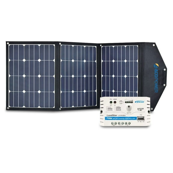 ACOPOWER LTK 105W Foldable Solar Panel Kit, w/ 10A Charge Controller
