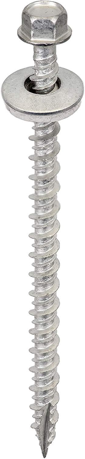 Galvanized Steel Hex Washer Head Roofing Screws, 3-Inch, Pack of 250