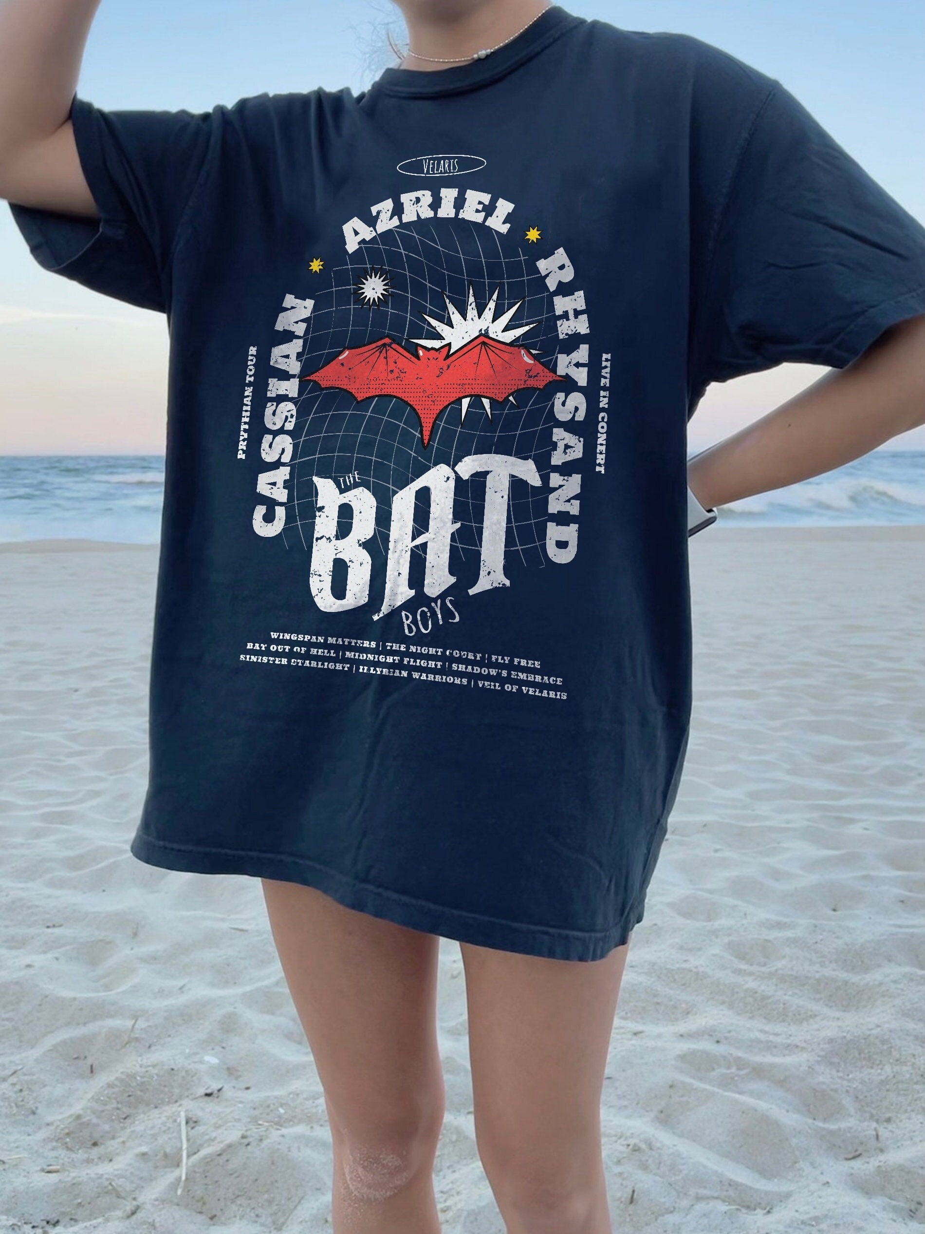 ACOTAR Bat Boys Band TShirt Cassian Azriel Rhysand Velaris Night