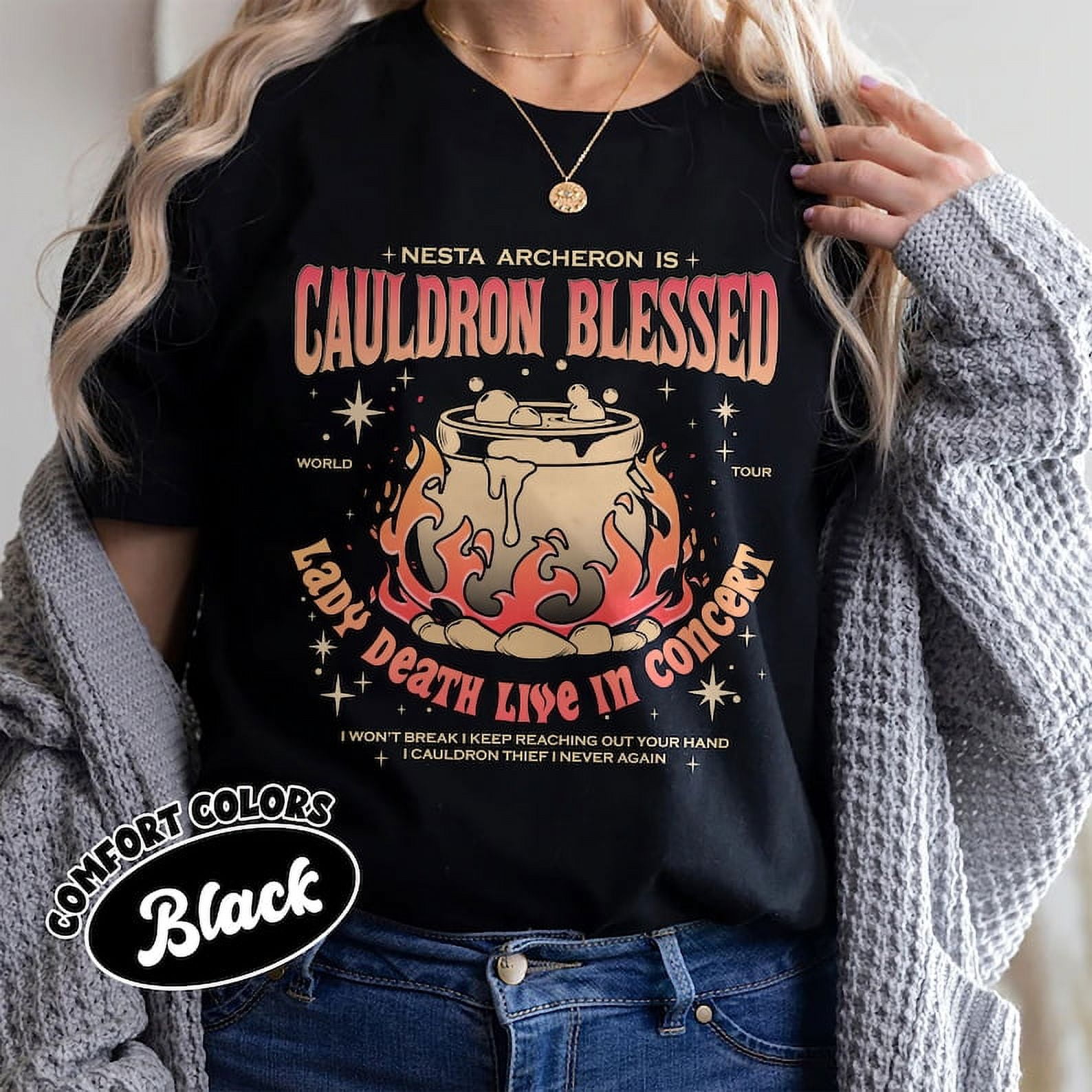 ACOTAR Nesta Archeron Cauldron Blessed Lady Death Band Comfort Colors ...