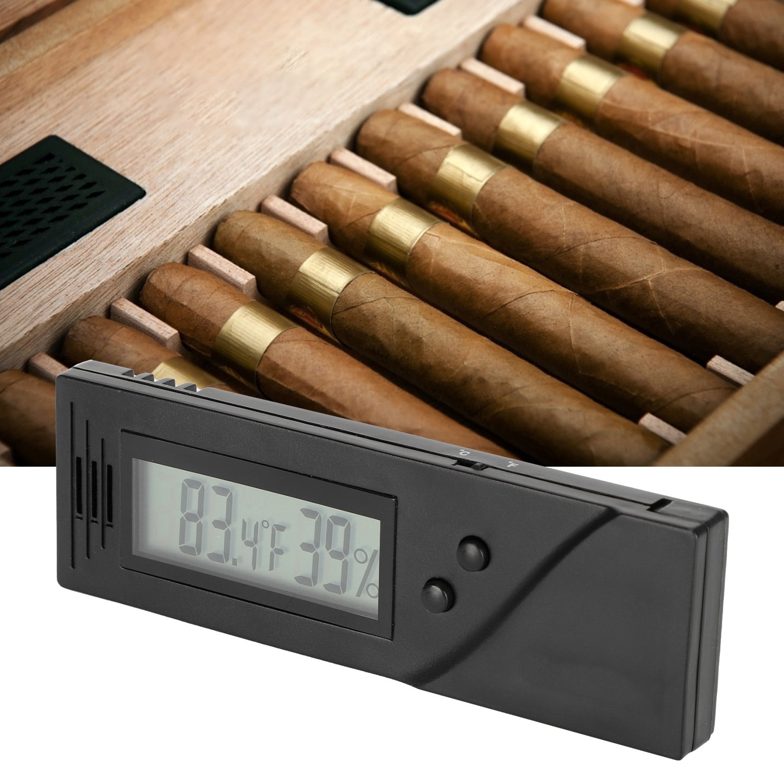 Generic iSH09-M673480mn Mini Digital Hygrometer Humidor Cigar Box  Hygrometer Thermometer Indoor Humidity Monitor with Temperature Humidity  Gauge Meter
