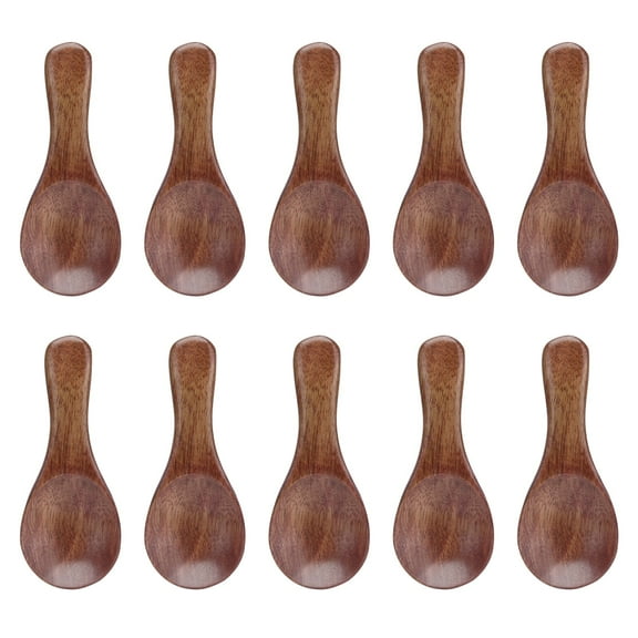 ACOUTO Cooking Condiments Spoons,Mini Nature Spoons,10pcs Small Wooden Spoons Cooking Condiments Spoons For Kitchen Seasoning Oil Coffee Tea Sugar