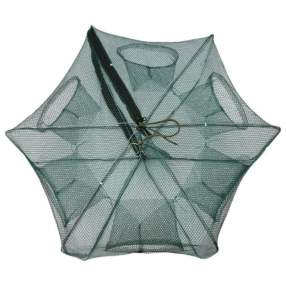 ACOUTO Crab Minnow Crawdad Cage, Fishing Trap Net,6/12 Holes Automatic Fishing Net Shrimp Cage Nylon Foldable Crab Fish Trap Cast