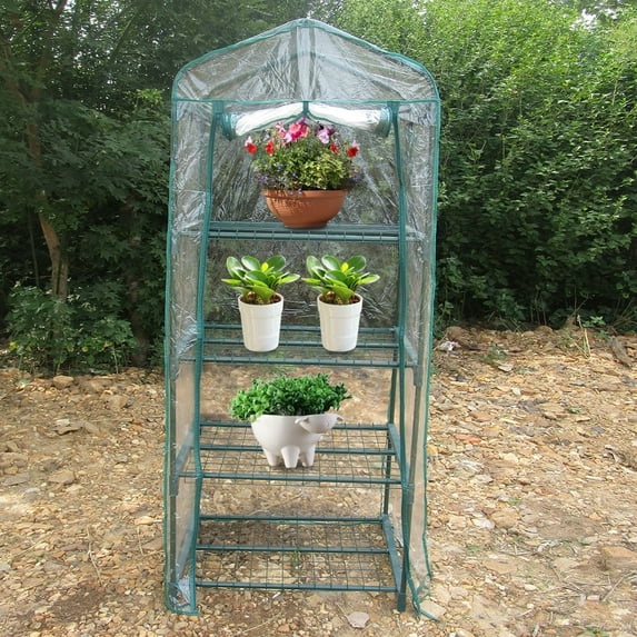 Tebru Garden House, Mini Flower Plants Garden,69 x 49 x 160cm Garden Green House Warm Greenhouse Flower Plants Gardening Outdoor, No Frame