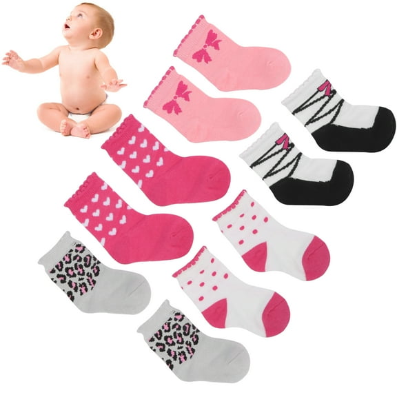 ACOUTO Newborn Infant Cotton Socks 5 Pairs Baby Girl Anti Slip Soft Socks 0‑1 Year Old