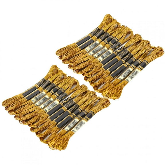 ACOUTO Sewing Thread,Embroidery Floss,24Pcs Embroidery Thread Stitch Glossy Gold Braided Floss HandMade Yarn Cotton Skeins