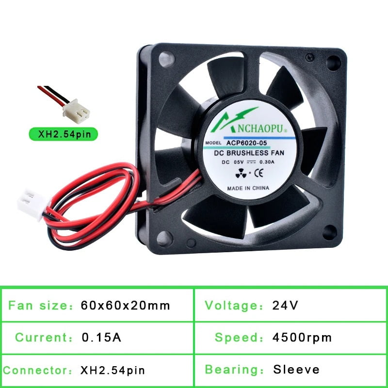 Ventilateur DC 24V Sunon MF60202V11 60x60x20mm - 5000 RPM, 39m³/h - Pour Refroidissement PC Et Électronique