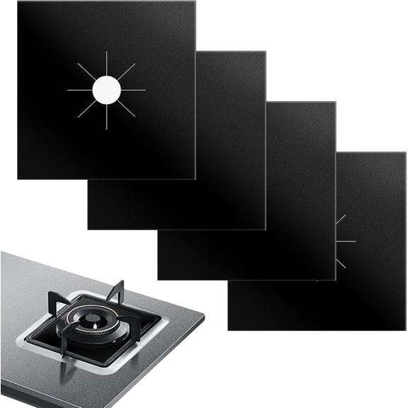 ACPULSE Stove Burner Covers for Gas Stoves (4-Pack) - Non-Stick, Heat-Resistant Gas Range Protectors, PTFE Liners for Kitchen Cleaning, Easy-to-Cut Stove Top Covers, , 10.6" x 10.6"