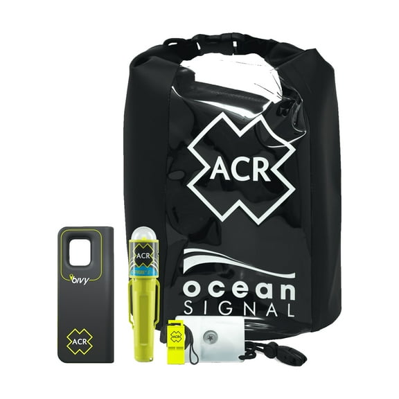 ACR Bivy Stick Survival Kit | 2-Way Satellite Communicator | H2O Rescue Light | Daytime Signal Mirror & USCG Whistle | Rapid Ditch Dry Bag Included