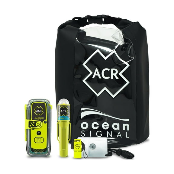 ACR Electronics Resqlink 400 Survival Kit | Personal Locator Beacon | C-Strobe H2O Rescue Light | Daytime Signal Mirror & USCG Whistle | Rapid Ditch Dry Bag Included