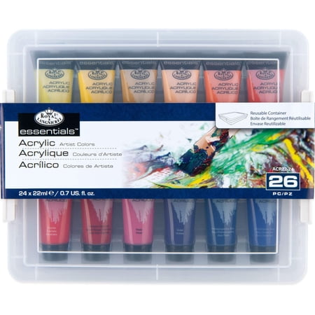 Royal & Langnickel Essentials 22ml 24 color Artist Acrylic Paint with storage case