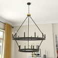 thumbnail image 1 of ACROMA  20-light Modern Farmhouse 40In Round Wagon Wheel Chandelier with UL Brass & Aged Zinc Weathered, Satin, Matte Adjustable, Over 60 Inches Gold,, 1 of 5