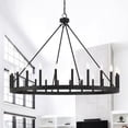 thumbnail image 1 of ACROMA  24 Light Modern Farmhouse Wagon Wheel Chandelier-UL Certified Aged Zinc, 1 of 5